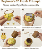 NEW PieceRelax 3D Puzzle Planter 80 Pieces - Flower Pot - Dancing Leaves in Fall, Home Decor Flower Pots for Indoor Cactus, Succulents Pots