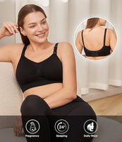 NEW HOFISH Maternity Nursing Bras for Breastfeeding Comfort Seamless Wirefree Pregnancy Bras, Set of 3, Sz L