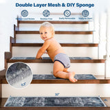 NEW Retails $64, TUOJINRUIDA Stair Treads Non Slip for Wooden Stairs 8" x 30" 15pcs Stair Mat Set with Anti-Skid TPR Backing Geometric Patchwork Style Design Pet and Elder-Friendly Carpet Runners