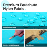 NEW Retails $43, OCOOPA Sandproof Beach Blanket Waterproof, Extra Large 8 Persons Family Size 10'X9.2', Comfortable Parachute Nylon, Cozy& Chic, Compact& Light, Reinforced Windproof, 4 Stakes&1 Travel Bag