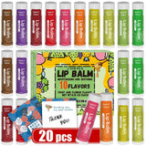 NEW 20 Pieces Natural Lip Balm Bulk with Vitamin E and Coconut Oil - Moisturizing, Soothing, and Repairing Dry and Chapped Lips - 10 Flavors - Non-GMO