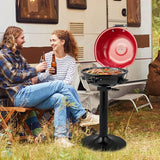 NEW Retails $150, COSTWAY Electric BBQ Grill, Portable Grill with Metal Cooking Grilling Rack, Detachable Temperature Control & Removable Grease Collector, Outdoor Freestanding Grill for Camping & Tailgating (Red)