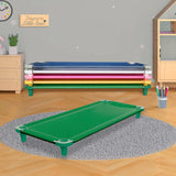 NEW Retails $69, Acrimet Nap Cot for Kids, Portable Toddler Child Bed, Stackable, 52" L (Stainless Steel Tubes) (Green Breathable Mesh Fabric - Green Feet) (1 Pack)