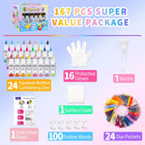 NEW 24 Colors Tie Dye Kit, Tie Dye Set for Kids, Pre-Filled Bottles, Non Toxic Permanent Fabric Dye Art Set, Easy DIY Fabric Art - Create Fun (24 Colors)