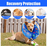 NEW Dog Cone, Inflatable Dog Cone for Small, Medium and Large Dogs, Soft Cone for Dogs After Surgery with Adjustable Buckle and Cute Pattern to Stop Licking and Biting Wounds, Sz XL