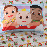 NEW Retails $90, CoComelon 4-Piece Twin Bedding Set EXPRESSIONS – Kids Comforter, Fitted Sheet, Flat Sheet & Pillowcase – Soft & Cozy – for Boys & Girls – Machine Washable