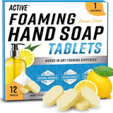 NEW Sealed Foaming Hand Soap Tablet Refill - 12 Pack Eco Friendly Hand Wash Tablets, Zero Waste Handwash Concentrate - Equivalent 96 Fl Oz Of Liquid (Fills 12 X 8 fl oz Refillable Foam Dispenser) - Lemon Scent