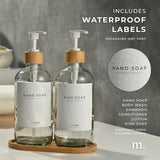 NEW Maisonovo Plastic Soap Dispenser Set | Hand Soap and Dish Soap Dispenser Set | 500ml Clear Bottles with White Bamboo Pump | Bathroom Lotion Dispenser with Pump Set of 2