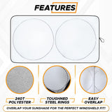 NEW EcoNour Car Windshield Sun Shade with Storage Pouch | Durable material for UV rays and heat protection | Car Interior Accessories for Sun Heat