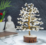 NEW Retails $45, Clear Quartz Tree Handmade Gift Tree of Life Crystal Trees as Home Decor Ornament, Chakra Tree, Feng Shui Tree Bonsai Money Trees for Reiki Healing Office Table Decorations Golden Wire 10 Inch