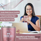 NEW Nurse Gifts, Nurse Tumbler - Nurse, Touching Hearts, One Patient at a Time - Gifts for Nurses, Nurse Practitioner, Registered Nurse, Nurse Graduation Gift, Nurse Mug Cup (Rose Gold)