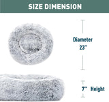 NEW Eterish Anxiety Donut Dog Bed Small, Calming Dog Beds for Anxiety 23 inches, Fluffy Round Dog Cat Pet Puppy Bed with Raised Rim, Machine Washable, Light Grey