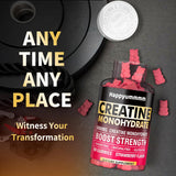 NEW Happyummmm Creatine Monohydrate Gummies 5000mg for Men & Women, Creatine Monohydrate Chews for Muscle Strengthening, 90 Count (Pack of 1), BB: 03/27