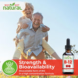 NEW Organic Vitamin B12 Liquid - Sublingual Extra Strength 60 x 5000 mcg Drops, Methylcobalamin, Natural Cherry Flavor, Vegan, Maximize Absorption and Energy, BB: 05/28