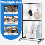 NEW Retails $300, Assembled Grid Wall Panels, 2 Packs 3'x 6' Grid wall Panels Stand with T-Base, Black Wire Gridwall Display Rack, Craft Show Display Rack, Art Gridwall Display Stand