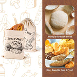 NEW 2pcs Unbleached Bread Bags, 17.8x11.8 Inch Reusable Bread Container Washable Loaf Bags Loaf Storage for Homemade Bagels Toast Croissant (Khaki)