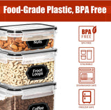 NEW PRAKI 20 Piece Airtight Food Storage Containers for Kitchen Pantry Organizers and Storage, BPA-Free, Plastic Storage Canisters with Lids-Cereal, Flour and Sugar, Retails $64+