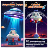 NEW Skirfy UFO Water Sprinkler for Kids Toys,Outdoor Summer Water Rocket with Light Up Liftoff 9-16ft & Spin,Water Toy Backyard Lawn Birthday Gift for Gilrs Boys Age 3 4 5 6 7 8 Year Old