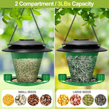 NEW Retails $87, YYWMWM Solar Bird Feeder Outdoors Wild Bird Feeders Metal Mesh Bird Feeder Outside Hanging Bird Feeder 2.5 lbs Capacity Green