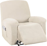 NEW Stretch Recliner Chair Cover Recliner Covers Slipcovers 1-Piece Durable Soft Jacquard Sofa Furniture Cover Form Fit Stylish Recliner Slipcover/Protector, Machine Washable, Natural