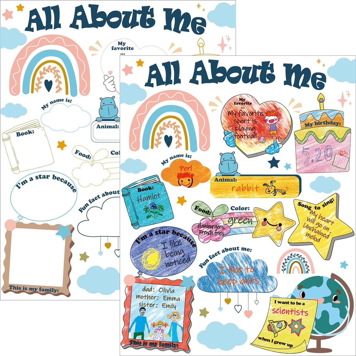 NEW Retails $40, Set of 40 Boho Read All About Me Posters Star Student ...