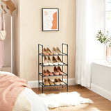 NEW SONGMICS 4-Tier Shoe Rack, Shoe Storage Organizer with Metal Frame, Black