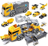 NEW Toy Cars Construction Vehicles Set, Toys for 3 Years Old Boys, Transport Car Carrier Truck with Excavator, Dumper, Bulldozer, Helicopter, etc