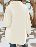 NEW TECREW Women's Winter Sherpa Fleece Jacket Button Down Fuzzy Shacket Outwear Coat with Pockets, Cream, Sz XXL, Retails $83