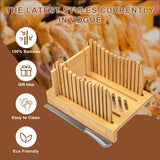 NEW Retails $40+, Mosomboo Bamboo Bread Slicer for Homemade Bread with Serrated Knife & Crumb Tray - Foldable Compact Bread Cutting Guide, Adjustable Bread Slicer, Bamboo Bread Cutter for Homemade Bread, Cakes, Bagels