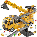 NEW TEMI Engineering Crane, Kids Construction Truck Toys for 3 4 5 6 7 Years Old - Car Race Tracks, Excavator, Boy Toys for 3-5 Year Old Toddlers, Gift Toys for Boys & Girls Aged 4-6, Outdoor Playset