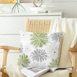 NEW CaliTime Throw Pillow Cases Pack of 2 Cozy Fleece Two-Tone Blooming Flowers Decorative Cushion Covers for Couch Bed Sofa Farmhouse Decoration 18 X 18 Inches Sage Green Grey
