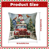 NEW Hunken 18x18 Inch Christmas Pillow Covers - Set of 4. Winter Farmhouse Decor, Holly Jolly, and Winter Holiday Designs. Zippered Cushion Cases for Home Couch, Xmas Series