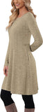 NEW TODOLOR Black Long Sleeve Dress Winter Sweater Dresses for Women Casual, Khaki, Sz L