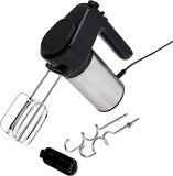 NEW Amazon Basics 6-Speed Electric Hand Mixer with Dough Hooks, Beaters and Turbo Button, 6.29 quart, Black & Stainless steel