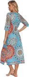 NEW LUCKYLUAN Women's Zipper Front Robes Half Sleeve Loungewear Full Length Sleepwear with Pockets, Blue Floral, Sz M, Retails $48+