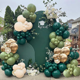 NEW Green Balloon Arch Garland Kit, Dark Green Sage Green Sand White Metallic Gold Balloons Gold Confetti Balloons for Wild One Party Jungle Baby Shower St Patricks Day Decorations