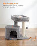 NEW FEANDREA Cat Tree Tower with Sisal-Covered Scratching Posts, Light Grey