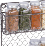 NEW Retails $50, 2 Tier Vintage Metal Chicken Wire Spice Rack Organizer, Small/9.5" x 2.25" x 10", Rustic