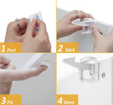 NEW Child Cabinet Locks | INVISIBLE DESIGN Baby Proof Safety Locks for Cabinets | Easy Adhesive (3M) NO TOOLS NEEDED No Drilling Closet and Drawer Latches | 12 Pack! (White)
