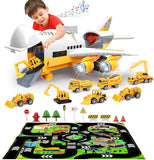 NEW Car Toys Set with Transport Cargo Airplane Educational Construction Toys Trucks Set 23.6x23.4 Inch Play Mat, 6 trucks, 1 Large Plane, 11 Road Signs, 1 User’s Manual - Retails for $49+!﻿