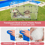 NEW Retails $80, 24 Panels Portable Small Animals Playpen, 48"x 24"x 28" Transparent Pet Playpen, Portable Plastic Enclosure, Puppy Play Pen for Indoors Outdoor Pet Fence for Guinea Pigs, Bunny, Ferrets, Hamsters, Hedgehogs