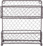 NEW Retails $50, 2 Tier Vintage Metal Chicken Wire Spice Rack Organizer, Small/9.5" x 2.25" x 10", Rustic