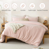 NEW Retails $80, Duvet Cover Set Pink - Washed Microfiber Bedding Set Full Size 2 Pieces with Zipper Closure, 1 Duvet Cover 80x90 inches and 2 Pillow Shams, Pink Mocha, Queen