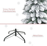 NEW Retails $90, HOMCOM 7 FT Snow-Flocked Artificial Christmas Tree, Slim Pencil Xmas Tree with Realistic Branches, Metal Base, Green