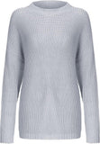 NEW Bolayu Women Loose Plus Size Round Neck Pullover Solid Color Knit Sweater Pullover Grey, Large