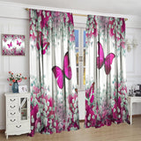 NEW Butterfly Floral Curtain, Pink Butterfly White Floral Flower Print Rod Pocket Window Drapes for Kids Boys Girls Bedroom Living Room Kitchen Decoration 22" X 56"
