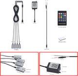 NEW TABEN RGB Car Footwell Ambient Lighting Kit APP Control + RF Remote Control, 16.7 Millions Colors Sound Active Music Sync DC Line Car Interior Footwell Atmosphere Light DC 12V