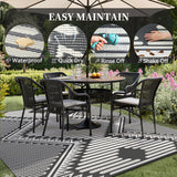 NEW Retails $60, Outdoor Rug 5x8 ft Boho Waterproof Outdoor Carpet-Patio RV Deck Camping Rug Portable Boho Rugs for Outdoor Area Rug Picnic Backyard Porch Beach Mat Grey & White