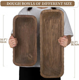 NEW 16.5" Hanobe hand carved Wood Dough Bowl: Centerpiece Table Decoration Natural Candle Holder Tray Decor Rustic Brown Hand Turned Trough for Decor! OURS is 16.5", Dough Bowl Only contents not included