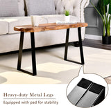 NEW Retails $130, WELLAND Wood Entryway Bench with Metal Legs, Mid-century Modern Bench for Living Room, Indoor, Porch, Farmhouse